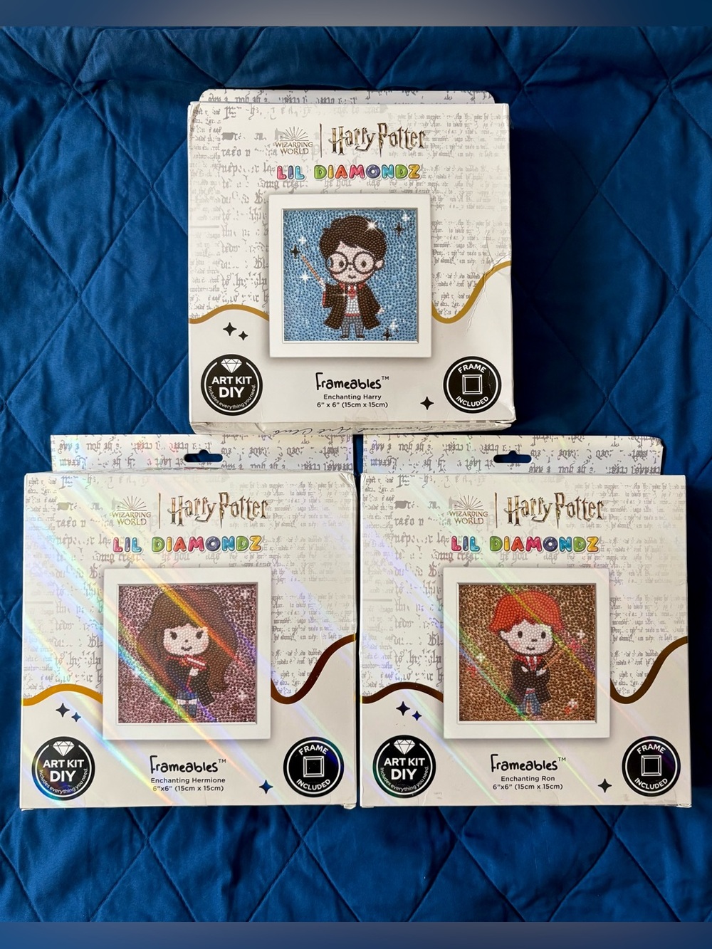 Harry Potter Diamond Art Club Lil Diamondz Frameables 3pc Set Harry Hermione Ron